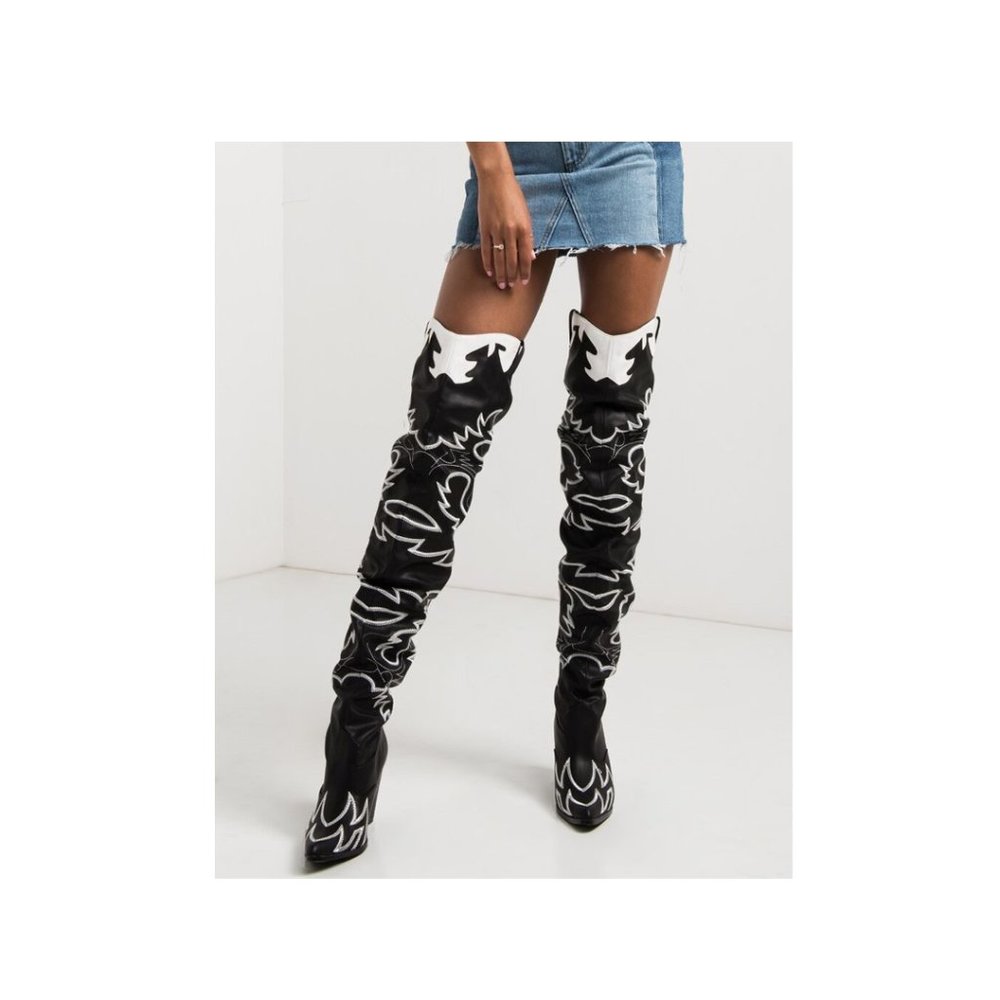 Black Cape Robbin Rhinestone Cowboy Boots
